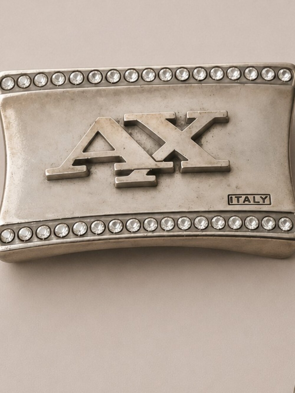 Silvertone Belt Buckle rhinestones